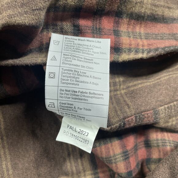 Carhartt Flannel Shirt Mens 2XL Tall Loose Fit Plaid Cotton Utility Brown - Picture 5 of 12